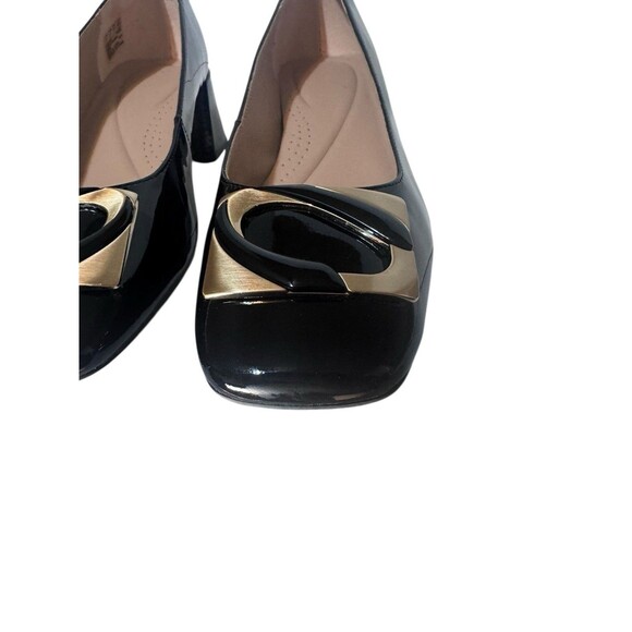 CLARKS NYTA 45 JAZZ HEELS WOMEN SHOES BLACK SIZE 8.5 EUC FAST SHIPPING - Picture 3 of 16